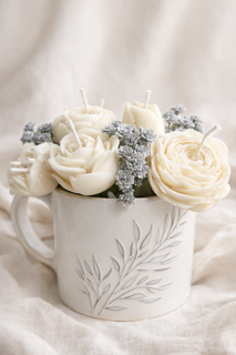 Soy Candle Bouquet with Tea Lights in Mug